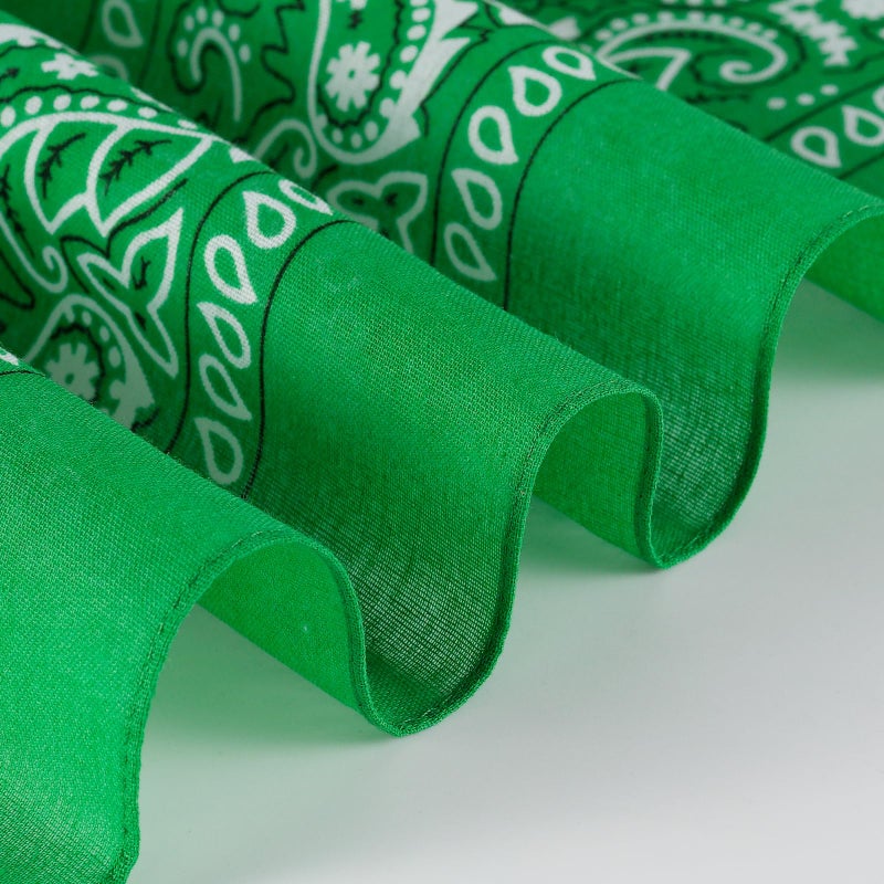 combocube 12 Pack(one Dozen) Multi-Purpose Cotton Paisley Cowboy Bandanas Headband for Men and Women (Green) - Image 3